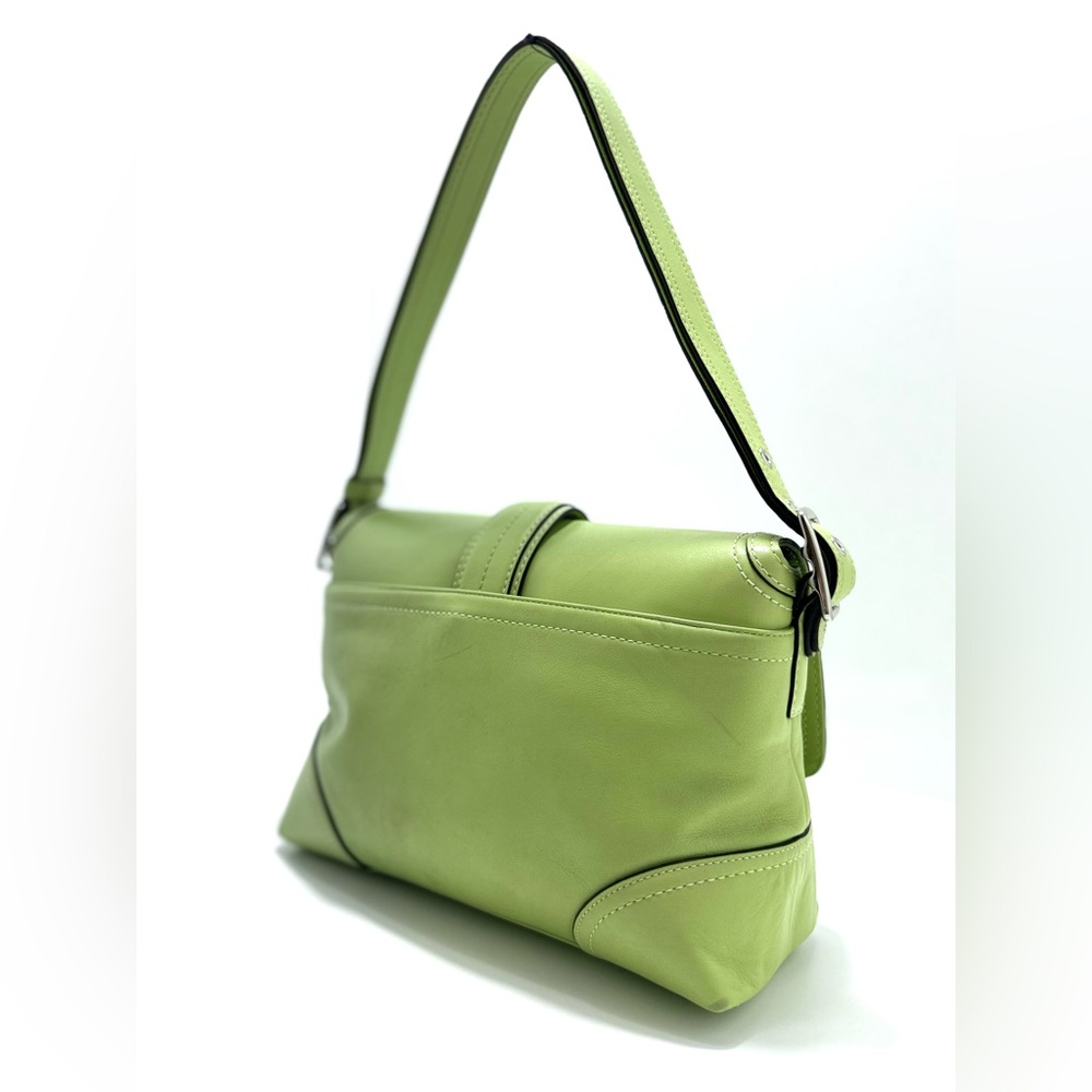 Vintage Coach Buckle Flap Shoulder Bag Soho Pistachio Green Leather F1196 - Picture 7 of 14
